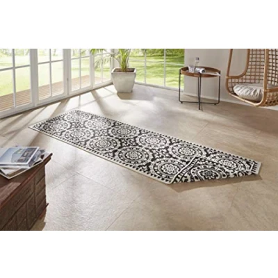 Afbeelding van Dubbelzijdige Loper Jardin Crème 80x350cm Zwart Klassiek Vloerkleed 123vloerkleed.nl is de online webshop voor vloerkleden en woonaccessoires.