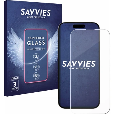 Afbeelding van Savvies Glas Screenprotector voor Apple iPhone 15 / Pro Gehard Beschermglas 9H (3 Stuks)