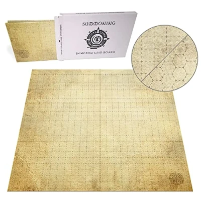 Afbeelding van Summoning Dungeon Grid Board ESSENTIAL RPG Battle Tabletop games accessory COMPATIBLE with D&amp;D, Pathfinder AND Warhammer DOUBLE SIDED, REUSABLE, DURABLE FOLDABLE
