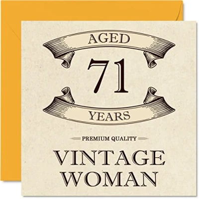 Afbeelding van Vintage 71e verjaardagskaarten voor vrouwen 71 jaar oud leuke verjaardagskaart mama zus vrouw oma oppas tante, 145 mm x dames wenskaarten,
