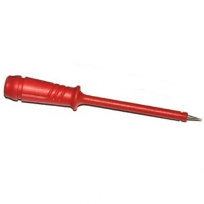 Afbeelding van MEETPEN MET ELASTISCHE ISOLATIEHULS 4mm PUNT IN ROESTVRIJ STAAL ROOD
