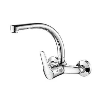 Afbeelding van Ibergrif M16350 Keukenkraan, Wandmontage 360 Graden Draaibaar, Voor Keukenspoelbak, Chroom, Zilver