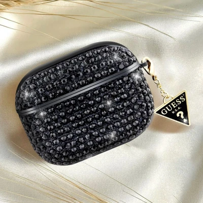 Afbeelding van Guess Rhinestones Triangle Logo Airpods Case Apple 3 Zwart