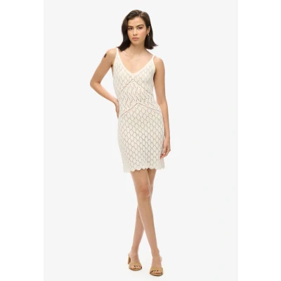 Afbeelding van Superdry Gebreide jurk, Dames, Maat: 40, Desert bone off white