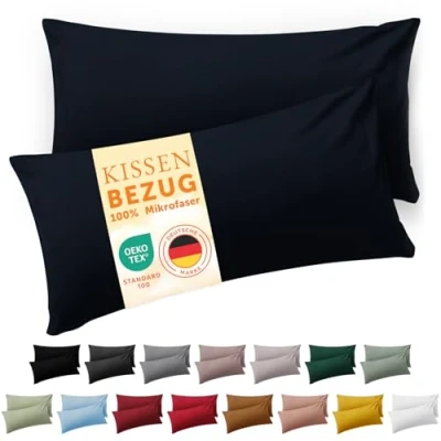 Afbeelding van Blumtal set van 2 kussenslopen 40 x 70 kussensloop, kussensloop zachte, geborstelde microvezelstof, donker oceaanblauw