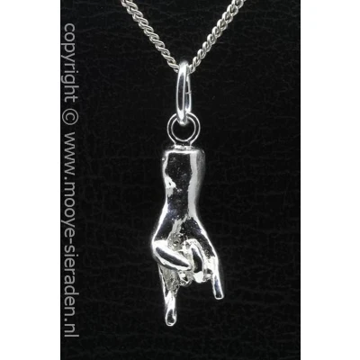 Afbeelding van Zilveren Duivelshand groot ketting hanger