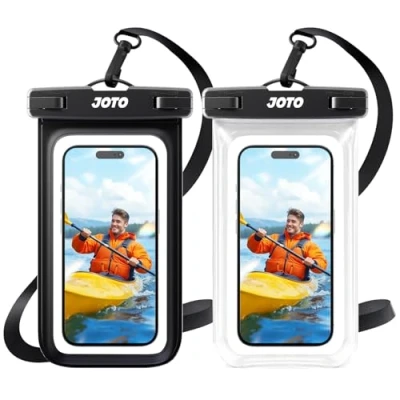 Afbeelding van JOTO 2 Stuks Universele Waterdichte Telefoonhoes, IPX8 Onderwater Droge Zak voor iPhone 13 Pro Max Mini 12 11 Xs XR X 8 7 6S, Galaxy S20 Ultra/S10/S9/S8, Note 10+/10/9/8, tot 7&#039;&#039; Zwart/Helder