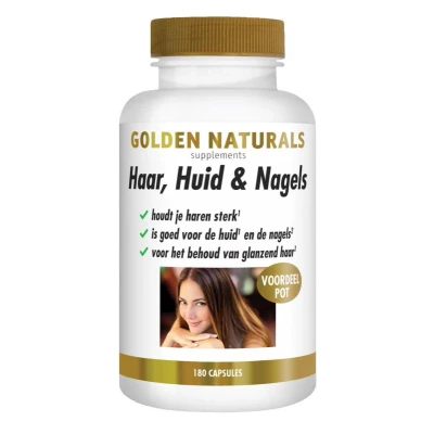 Afbeelding van 2x Golden Naturals Haar, Huid&amp;Nagels 180 vegacapsules
