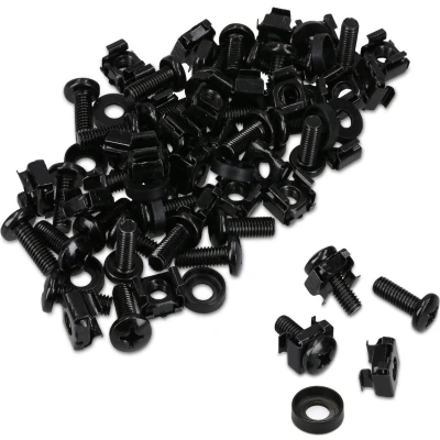 Afbeelding van kwmobile M6 kooimoeren 50 stuks Stalen kooimoerenset Inclusief schroeven en sluitringen Voor 10 inch of 19 serverkasten patchkasten