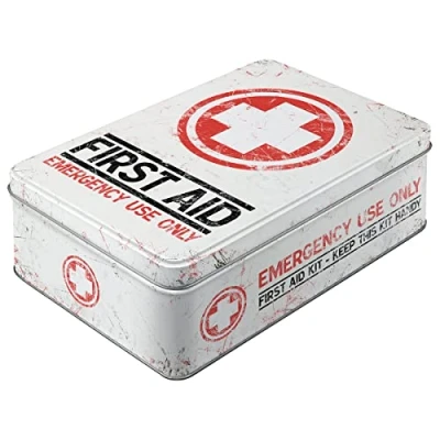 Afbeelding van Nostalgic Art Retro voorraadblik plat, First Aid Kit Geschenkidee voor nostalgiefans, Blik met deksel, Vintage design, 2,5 l