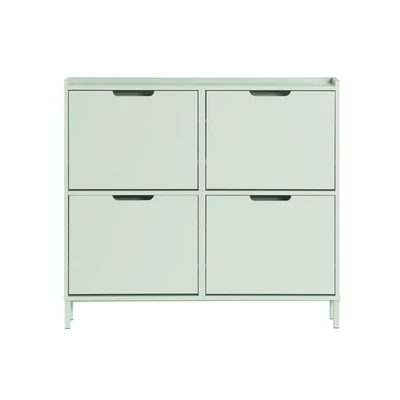Afbeelding van SoBuy Schoenenopbergkast Schoenenkast 4 bladige schoenenkist Hal Opbergkist voor schoenen Zwart, 100x19x91cm, FSR100 SCH