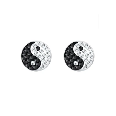 Afbeelding van Elli YING YANG Oorbellen, Dames, Maat: One Size, Silber/schwarz