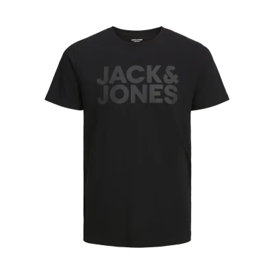 Afbeelding van Jack &amp; Jones Ecorp LOGO SS Oneck NOOS Tshirt basic black, Heren, Maat: Small, Black