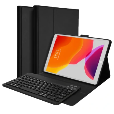 Afbeelding van Belgisch toetsenbord AZERTY Bluetooth Keyboard Bookcase voor de iPad 10.2 (2019 / 2020 2021) Zwart