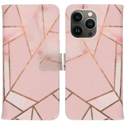 Afbeelding van Apple iPhone 13 Pro Hoesje Kunstleder iMoshion Bookcase Roze Telefoonhoesje