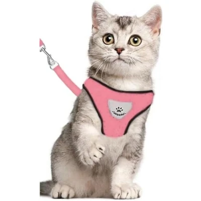 Afbeelding van Jumada&#039;s Kattentuigje/Kattenharnas/Kattentuig Met Looplijn/Hondentuigje/Hondenharnas/Roze