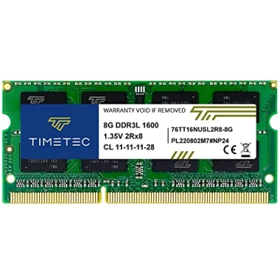 Afbeelding van Timetec 8GB DDR3L/DDR3 1600MHz PC3L 12800/PC3 12800 Niet ECC gebufferd 1,35V/1,5V CL11 2Rx8 Dubbele rang 204 pins SODIMM laptop Notebook pc Computergeheugen RAM module upgrade