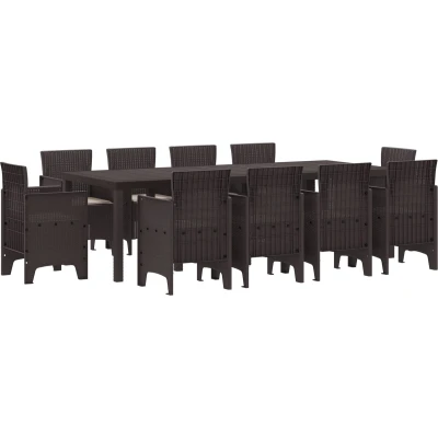 Afbeelding van vidaXL 11 delige tuinset met kussens in bruin poly rattan