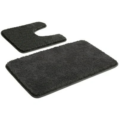 Afbeelding van Myting Badkamermatsets 2 delig, antislip wasbare grijze badmat, zachte microvezel badkamertapijt en toiletmat 50 x 80 + cm