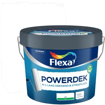 Afbeelding van Flexa Powerdek Muurverf Muren &amp; Plafonds Binnen Stralend Wit 2,5 liter