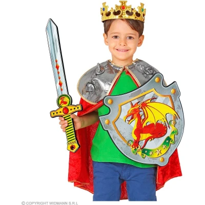 Afbeelding van Widmann 97304 Drakenridder zwaard en schild van zacht schuim, voor kinderen, ridders, speelzwaard, wapen, themafeest, carnaval