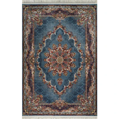 Afbeelding van Isfahan Oosters Nain Laagpolig Klassiek Vintage Vloerkleed Tapijt Blauw / Multi 300x400 cm Rechthoek Polyester Tapijtenloods