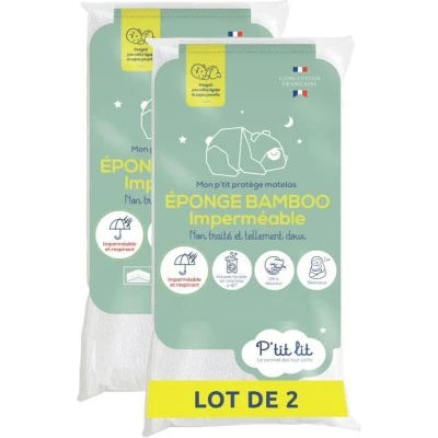 Afbeelding van Set van 2 bamboe babymatrasbeschermers voor wieg, reiswieg, kinderwagen waterdicht Alese zachte viscose 40x80 cm