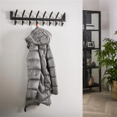Afbeelding van Hoyz Kapstok Industrieel met 16 haken Grijs Wandkapstok 78cm breed Snelle montage
