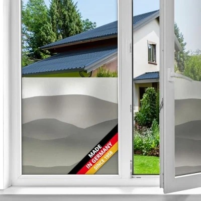 Afbeelding van d c fix Raamfolie, statische premium Mountains UV zichtbescherming, aan beide zijden ondoorzichtig, statisch zelfklevend, voor badkamer, keuken, glazen deur, melkglasfolie, zichtwerende folie,