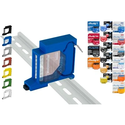 Afbeelding van Shelly Hoedrailhouder voor 16 schelpen: 1 Gen3, 1PM 2PM i4 Plus 1, 1PM, 2PM, i4, 0 10V Dimmer, Wave Shutter, (blauw)