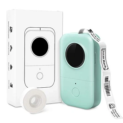 Afbeelding van Phomemo Etiketteermachine kleine Bluetooth etiketteermachine, D30 stickermakermachine, thermische etikettenprinter, etikettenmachine voor iOS en Android, met 12 x 40 mm wit etiket, groen