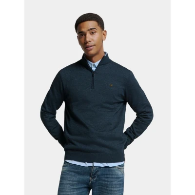 Afbeelding van No Excess Mannen Timeless Basics Half Zip Sweater Donkerblauw M