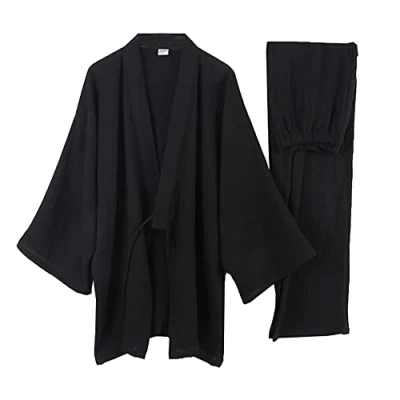 Afbeelding van Japanse kimono voor heren, hanfu van katoen, ouderwetse pyjama, ruim model, taoïstische kleding, XXL