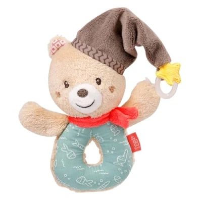 Afbeelding van Fehn 060164 Ring Greifling Bär mit Rassel und Schnullerbefestigung für Babys Kleinkinder ab 0+ Monaten Maße: 13 cm
