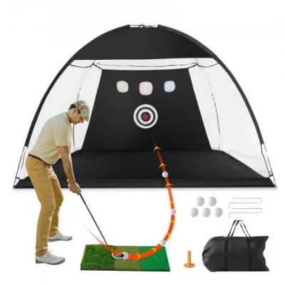 Afbeelding van VEVOR Golfnet, 3 x 2,1 m, all in 1 golfoefennet, golfswingtraining voor binnen en buiten thuis, golfslaghulpnet met doelschijf, gazonmat, ballen, thee, draagtas, driving chippi