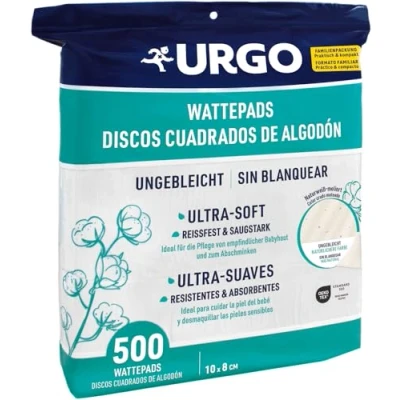 Afbeelding van URGO Katoenen Wattenschijfjes Make Up Gevoelige Babyhuid Ultra Zacht &amp; Absorberend 500 Stuks 10 x 8 cm