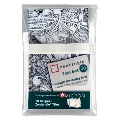 Afbeelding van Sakura Zentangle tiles 20 delig wit