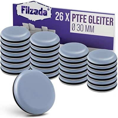 Afbeelding van Filzada® 26x Teflon glijders zelfklevend Ø 30 mm (rond) professionele meubelglijders/tapijtglijders PTFE (Teflon)