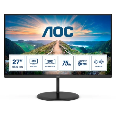 Afbeelding van AOC Q27V4EA LED monitor Energielabel F (A G) 68.6 cm (27 inch) 2560 x 1440 Pixel 16:9 4 ms HDMI, DisplayPort, Hoofdtelefoon (3.5 mm jackplug) IPS LCD