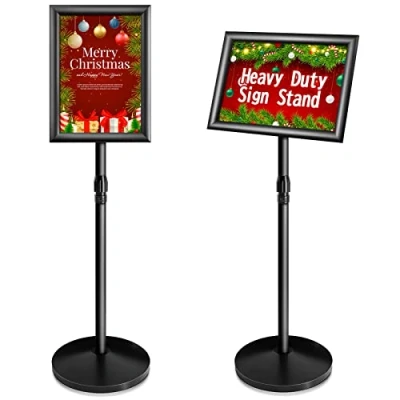 Afbeelding van VAIIGO Nieuwe A4 Heavy Duty Sign Holder Poster Stand, Verstelbare Menu Display Stand Floor Standing Houder met Gietijzeren Basis voor Poster, Menu, Advertenties, Verkoop, Kennisgeving, Signage