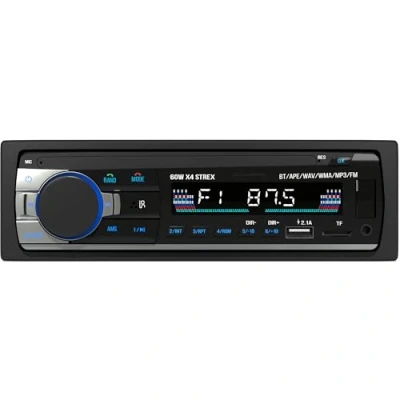 Afbeelding van Strex Autoradio met Bluetooth voor alle auto&#039;s USB, AUX en Handsfree Afstandsbediening Enkel DIN Auto Radio Ingebouwde Microfoon