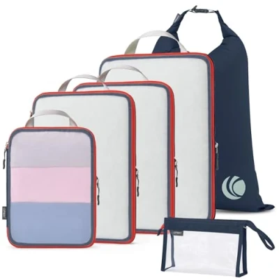 Afbeelding van Cipway Compressie reisverpakkingskubussen, mesh ontwerp lichtgewicht reistassen organizer voor rugzak koffers thuisopslag (blauw 6 stuks)