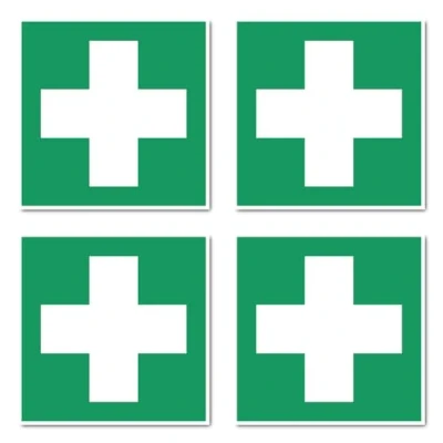 Afbeelding van Eerste hulp, reddingstekens: E003 DIN EN ISO 7010 / ASR A1.3 stickers: 10 cm, 4 stuks