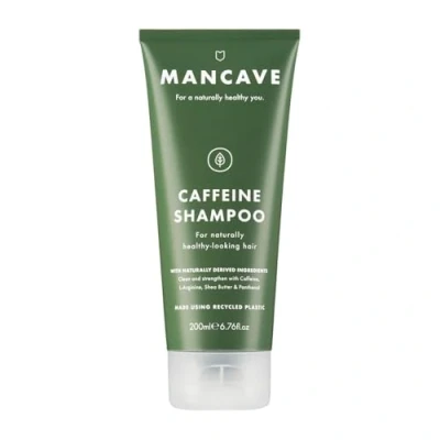 Afbeelding van ManCave shampoo voor heren, 200 ml cafeïneshampoo, tegen haaruitval, natuurlijke formule gezonde haargroei, veganistisch, dierproefvrij, tube van gerecycled kunststof, gemaakt in GB