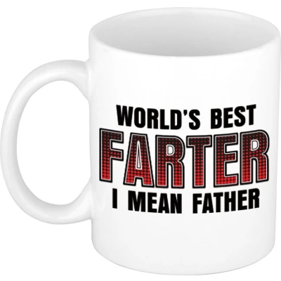 Afbeelding van Bellatio Decorations vaderdag Cadeau mok wit 300 ml worlds best farter mokken feest
