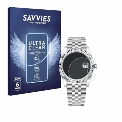 Afbeelding van Savvies Screenprotector voor Rolex Oyster Perpetual Datejust 36 Folie Beschermfolie transparant (6 Stuks)