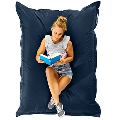 Afbeelding van Green Bean© Zitzak XXL 140x180 cm 380 liter voor kinderen &amp; volwassenen EPS korrels vulling Reuzenzitzak Groot buitengebruik Loungekussen Weerbestendig Lounge Zitkussen Vloerkussen Zwart