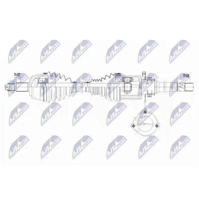 Afbeelding van NTY NPW CH 040 Aandrijfas Vooras rechts 972mm Automatische versnellingsbak JEEP: Compass (MP, M6) 1.4 MultiAir, MultiAir 4x4 2017