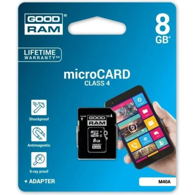 Afbeelding van Micro SDHC kaart 8GB Klasse 4 met SD adapter