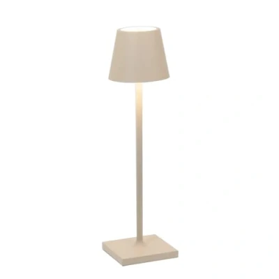 Afbeelding van Zafferano Poldina Pro Micro Tafellampje, led, draadloos, oplaadbaar, touch lamp, binnen en buitengebruik, IP65, lichttemperatuur 2200 2700 3000 K, aluminium H27,5 (zand)